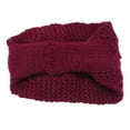 thumbnail image 3 of Winter Women Knitting Crochet Camellia Flower Hair Headband Headwrap Dark Red, 3 of 4