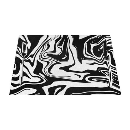 

PUREYAH Table Placemats Set of 6 PCS Washable Heat Resistant Black Line Art Geometric Table Decorations Placemats for Dining Room Kitchen