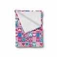 thumbnail image 2 of Love Soft Flannel Fleece Throw Blanket, Doodle Sketchy Hearts in Squares Childish Romance Girls Kids Design, Cozy Plush for Indoor and Outdoor Use, 50" x 70", Pink Blue Cream, by Ambesonne, 2 of 6