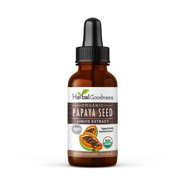 Papaya Seeds Liquid Extract, Organic, Guts Clean, Kidney Detox & Digestive Enzymes Supplement, 1oz, Herbal Goodness
