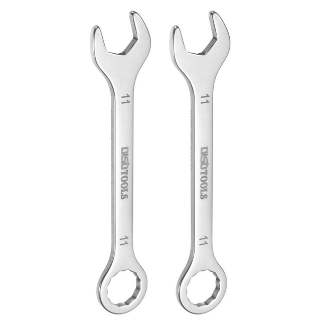 Uxcell 2 Pcs Clé à Combinaison Fine 11mm avec Extrémité à 6 Points & Extrémité Ouverte Inclinée à 15°