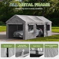 thumbnail image 4 of BaPiPro 10x20FT Grey Gable Top Carport, Multifunctional Outdoor Storage Shelter with All-Weather Metal Frame for Patio Vehicle Parking & Outdoor Gear Storage, 4 of 8