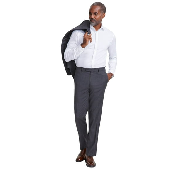 Tallia Mens Classic fit Dress Pants 44 / 30 Charcoal Grey Solid Stretch