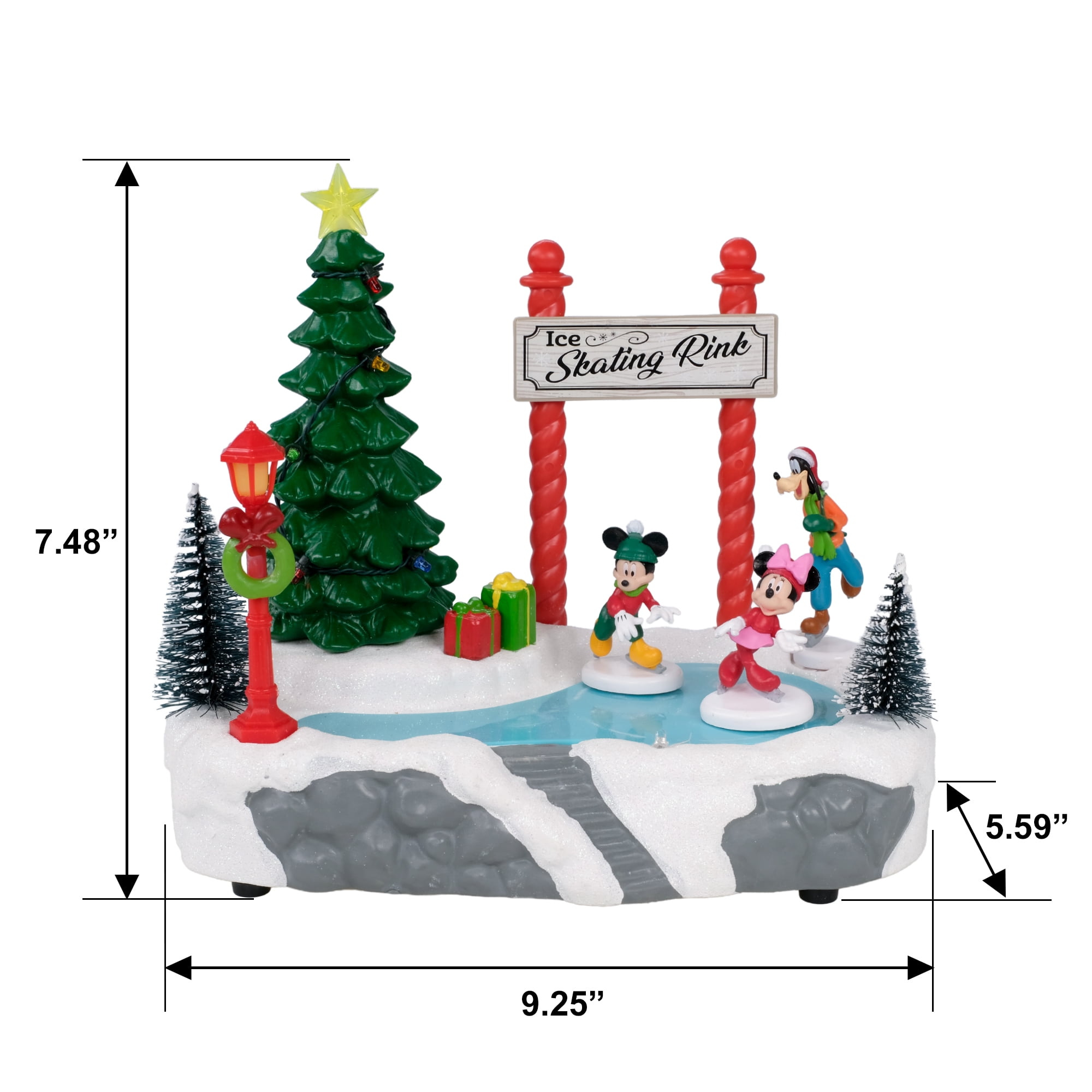Disney Ice Skating Rink Village Piece featuring Mickey, Minnie & Goofy