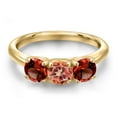 thumbnail image 3 of Gem Stone King 10K Yellow Gold Ecstasy Mystic Topaz and Red Garnet Engagement Ring for Women | 2.10 Cttw | Round 5MM | Gemstone November Birthstone | Size 5, 3 of 6