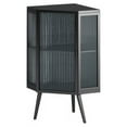 thumbnail image 5 of 22.25" Floor Coner Cabinet with Tempered Glass Door & Storage Shelves for Bathroom, Living Room, Bedroom (Black), 5 of 9