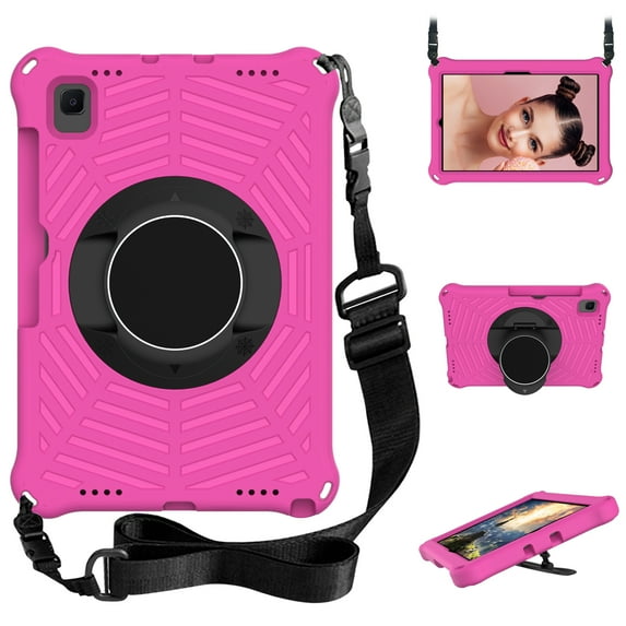 For Samsung Galaxy Tab A7 Case 10.4-Inch SM-T500 T505 T507, Kickstand Hand Strap Shoulder Strap Rugged Armor Protection Shockproof Case for Samsung Galaxy Tab A7 10.4 2020 Released T500, Rose