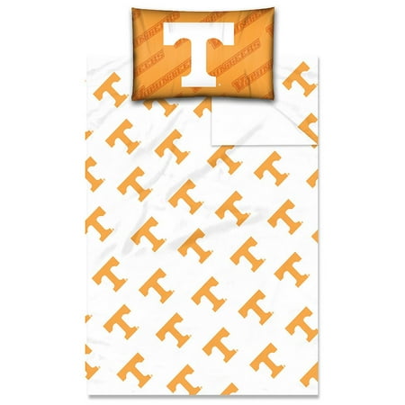 Tennessee OFFICIAL Collegiate, Bedding Twin Sheet Set (1 Flat 66"x 96", 1 Fitted 39"x 75" + 12" pocket, and 1 Pillowca