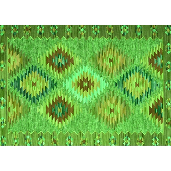 Ahgly Company Indoor Rectangle Southwestern Green Country Area Rugs, 2' x 5'