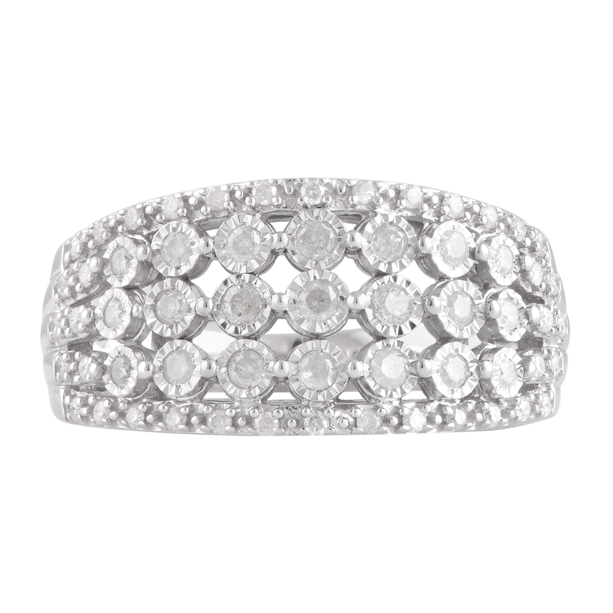 Arista 1/2 Carat T.W Diamond Illusion Broad Band Anniversary Ring in Sterling Silver (I-J, I2-I3)