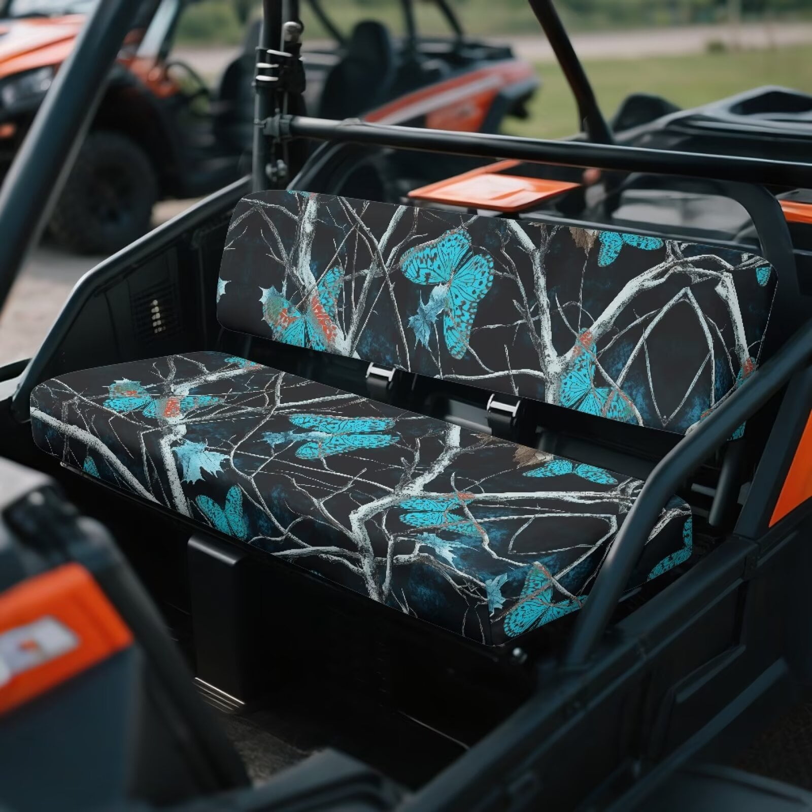 Yuyamidu Blue Butterfly Mule Bench Seat Cover Compatible with Kawasaki Mule 4010 4x4 FE 2025 2023 2022 2021 / Kawasaki Mule 4010 4x4 SE 2018 2017 2016, Camo Hunting UTV Seat Cover Accessory Part
