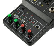 Miumaeov Mini 2 Channel Audio DJ Mixer Console Interface 48V Power Professional Audio Equipment for Studio Live Show Party Recording Microphone/Guitar XLR+6.35mm 3.5mm Stereo in