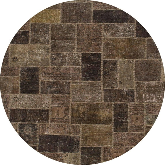 Ahgly Company Indoor Round Abstract Bakers Brown Abstract Area Rugs, 6' Round