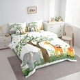 thumbnail image 3 of Castle Fairy Animal Giraffe Elephant Bedding Comforter Set,Botanical Full Bedding Set, 3 of 8