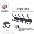thumbnail image 2 of Black Wall Mounted Coat Rack with 5 Tri Hooks for Coats and Jackets, 2 of 6