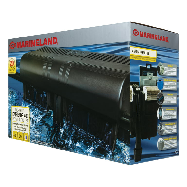 Marineland Emperor GPH Filter, Multi-Stage Filtration, Bio-Wheel 400 Power