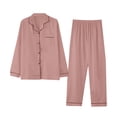 thumbnail image 1 of Pitauce Womens Satin Pajama Set Button Down Soft Loungewear Long Sleeve Pjs Sleepwear with Pockets, 1 of 3