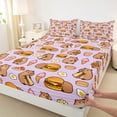 thumbnail image 3 of Homewish Girly Purple Cartoon Twin Sheet Sets for Kids, Cute Capibara Lover Twin Fitted Sheet, Kawaii Animal Lover Flat Sheet, Lightweight Room Decor, 3pcs, 3 of 7