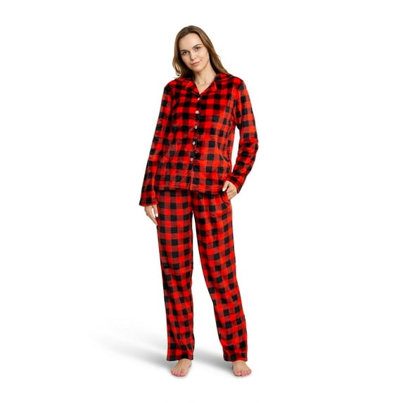 Brooklyn & Jax Women's Fleece 2 piece Full Sleeve Pajama Set in Christmas Print, XX Large
