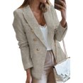 thumbnail image 1 of Womens Double Breasted Tweed Blazers Casual Long Sleeve Open Front Blazer Jackets Work Suits, 1 of 6