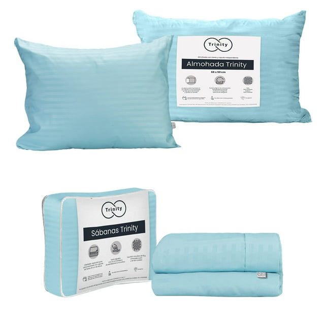Juego de Sábanas Trinity Azul Cielo Individual + 1 Almohada