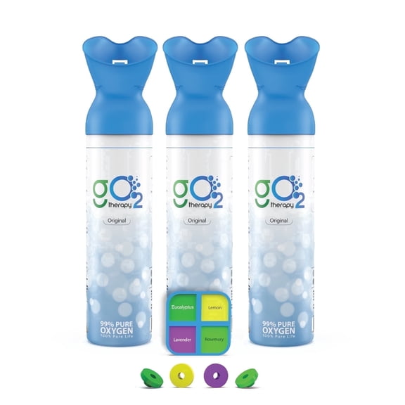 gO2Therapy Up to 1350 Inhalations (3 pack) Portable Oxygen Canister with 4 Fragrance