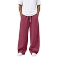 thumbnail image 4 of Havenx Baggy Sweatpants for Men Curved Wide Leg Drawstring Elastic Waist Joggers with Pockets Open Bottom Sweat Pants Loose Fit Lounge Casual Lightweight Clothes,Wine L, 4 of 5