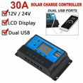 thumbnail image 6 of CAMOTUSE 30A 12V 24V Solar Panel Battery Charge Controller LCD Regulator Auto Dual USB, 6 of 8