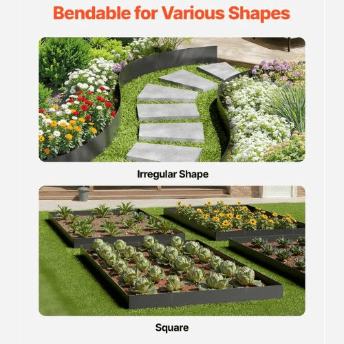 40 x 8 Inch Rust-Resistant Garden Edging Border Steel Landscape Edging ZY-40X8-3Black (Pack of 3)