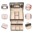 thumbnail image 5 of Unique Bargains 3 Layer Jewelry Box with Mirror for Women PU Leather Jewelry Organizer Black, 5 of 8