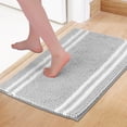 thumbnail image 2 of Unique Bargains Striped Bathroom Rugs Soft Fluffy Chenille Bath Rugs Light Grey 16" x 24", 2 of 7