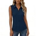 thumbnail image 3 of Craaazy Women's Slim Fit Sleeveless Lapel Collared Tops Half Zip Solid Color Athletic Workout Tank Tops Gift, 3 of 6
