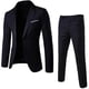 thumbnail image 2 of 1 Set Men Blazer Pants Set Solid Color Long Sleeve Slim Fit Turndown Collar Temperament One Button Pockets Suit Set Male Clothes, 2 of 4