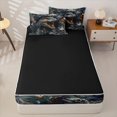thumbnail image 4 of Metsweet Animal T-Rex Zipper Twin Comforter Sets with Fitted Sheet and 2 Pillowcases, Jungle Dinosaur Zipper Bedding Set, Green Grey,4-Piece,Black Reversible, 4 of 6