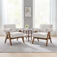 thumbnail image 2 of Armchair Accent Chair, Set of 2, Ivory White, Fabric, Wood, Living Kitchen Cafe Bistro Hospitality Restaurant, Modern Contemporary HB36212, 2 of 9