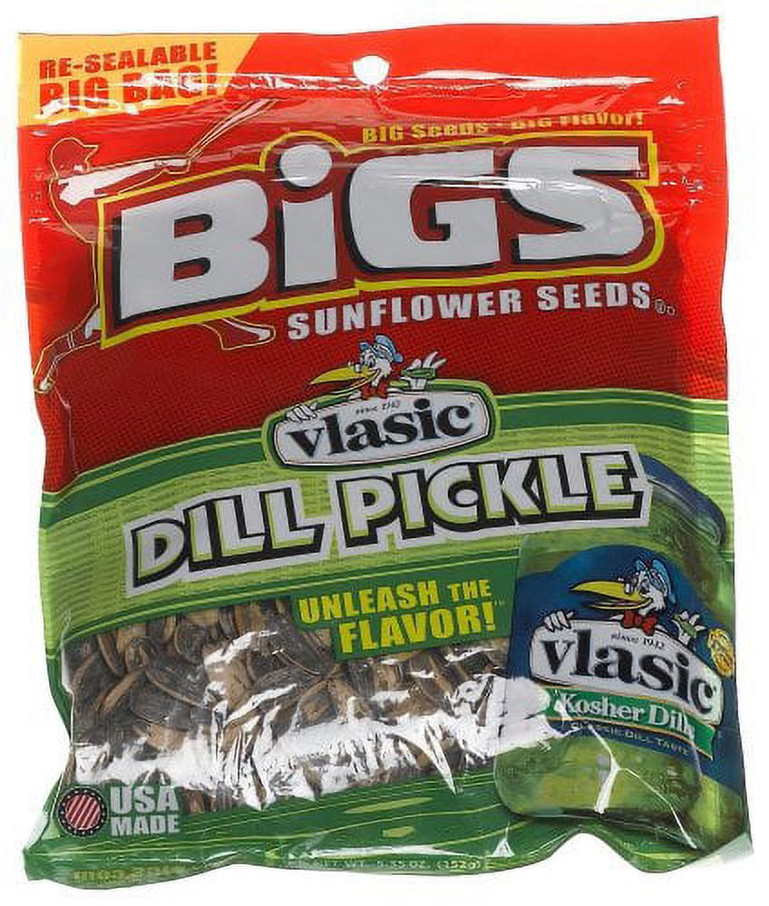 BIGS Vlasic Dill Pickle Sunflower Seeds, 5.35-Ounce Bags (Pack of 12)