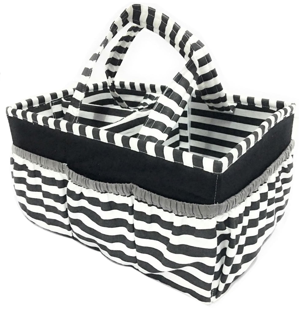 Bacati - Nursery Storage Caddy Dots Pin Stripes Black Neutral