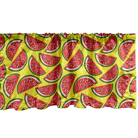 Ambesonne Watermelon Window Valance, Tasty Summer Cartoon, 54" X 12", Multicolor