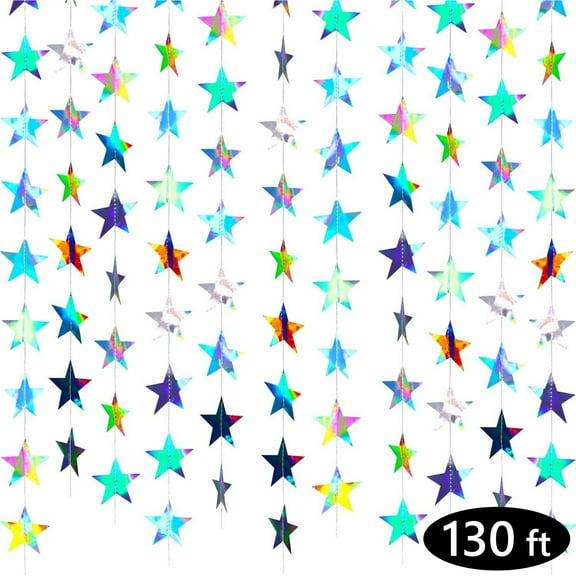Tripumer Shimmering Gold Star Banner Decorations 130ft Double-Sided Star-Shaped Ribbon Perfect for Birthday Parties, Weddings, And Graduation Celebrations