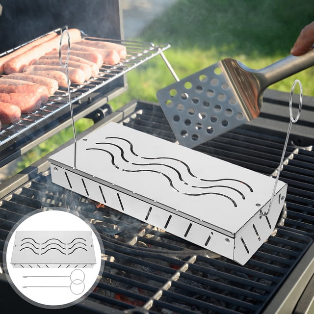VERDANVERSE Silver Smoking Box Barbeque Accessories With Rectangular Design 1Pack