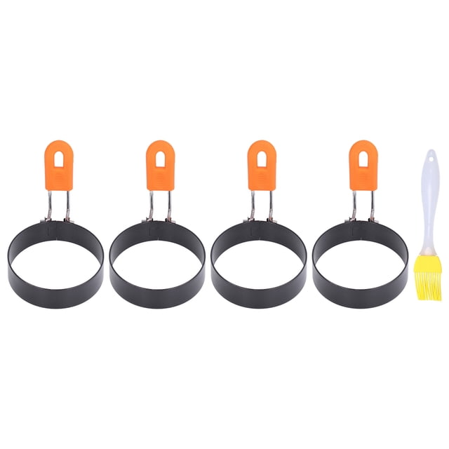 Ecomeon 4Pcs Egg Molds Easy Demoulding Good Heat Insulation Safe Circle Egg Cooker With Brush,Egg Mold,Circle Egg Cooker