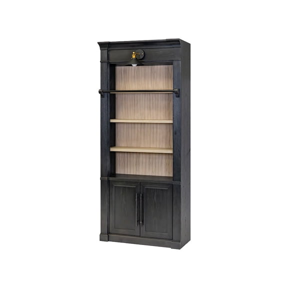 Contemporary 8' Tall Wood Bookcase Storage Fully Assembled Black