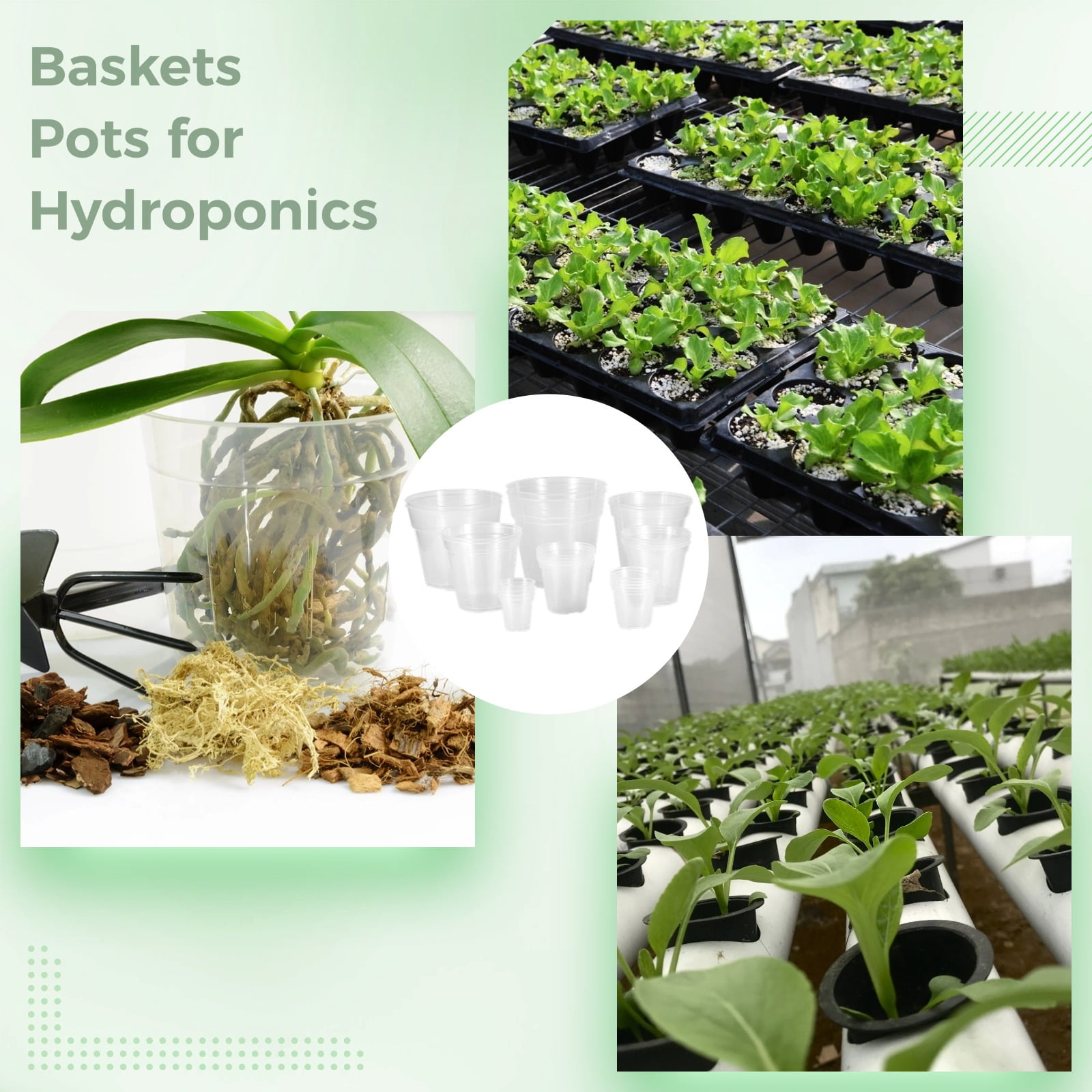 24 Pack Hydroponic Baskets, Plastic Mesh Planting Pots with Drainage – Stackable Root Control Grow Baskets for Lily, Indoor Gardening