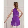 thumbnail image 4 of Alvivi Kids Girls Rhinestones Sleeveless Mock Neck Ice Skating Ballet Latin Dress Leotards Purple 8, 4 of 7