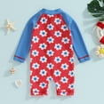 thumbnail image 3 of Bagilaanoe Toddler Baby Girl One-Piece Swimsuit Floral Print Long Sleeve Zipper Rashguard Swimwear 6M 9M 12M 18M 24M 3T Kids Ruffle Bathing Suit, 3 of 8