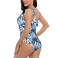 thumbnail image 4 of Picia Blue Shells Pattern Women's One Piece Swimsuits,One Shoulder Swimwear Asymmetric ,Ruffle Monokinis Bathing Suits,High Waisted Flattering Bathing Suits-X-Large, 4 of 8