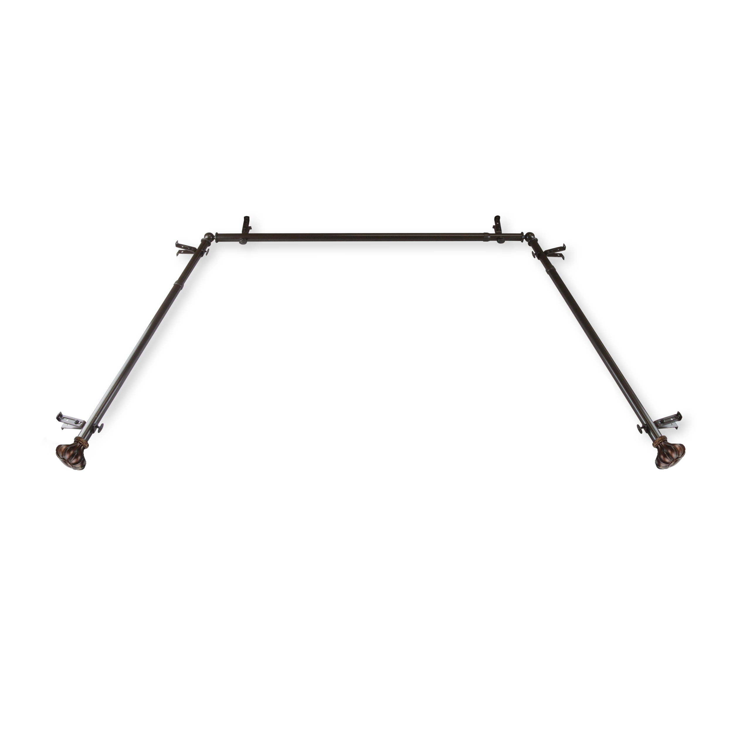 Deirdre 13/16" Bay Window curtain rod 20"-36", 38"-72" - Cocoa