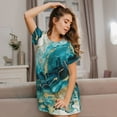 thumbnail image 3 of Sikiie Abstract Ocean Currents Print Women's Short-sleeved Nightdress, Round Neck Pullover Nightdress Pajamas Summer Home Wear, 3 of 6