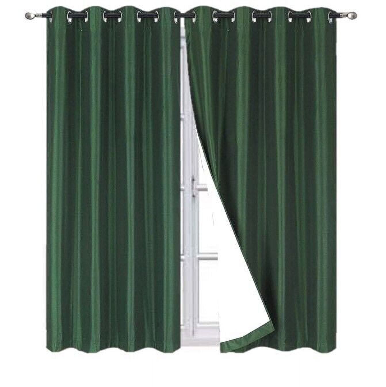 2 Piece panel room darkening thermal foam lined blackout heavy thick wIndow curtain top grommets dark green 84" inch length for bedroom
