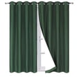 thumbnail image 6 of 2 Piece panel room darkening thermal foam lined blackout heavy thick wIndow curtain top grommets dark green 84" inch length for bedroom, 6 of 6